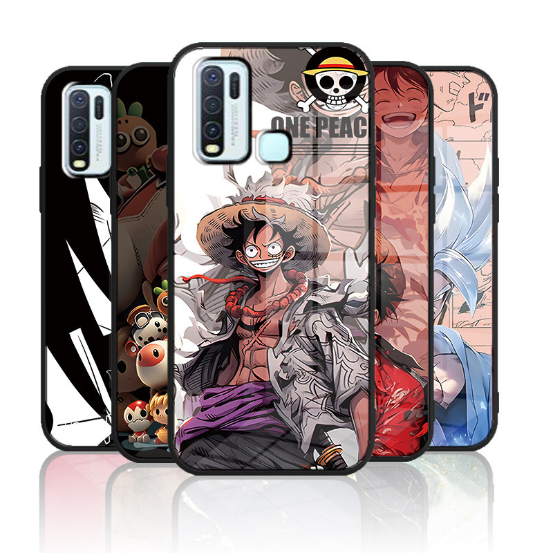 เคสกระจก VIVO Y50 1935 / Y30 1938 เคสกระจกนิรภัย Hard Back Cover Soft Silicon Edge