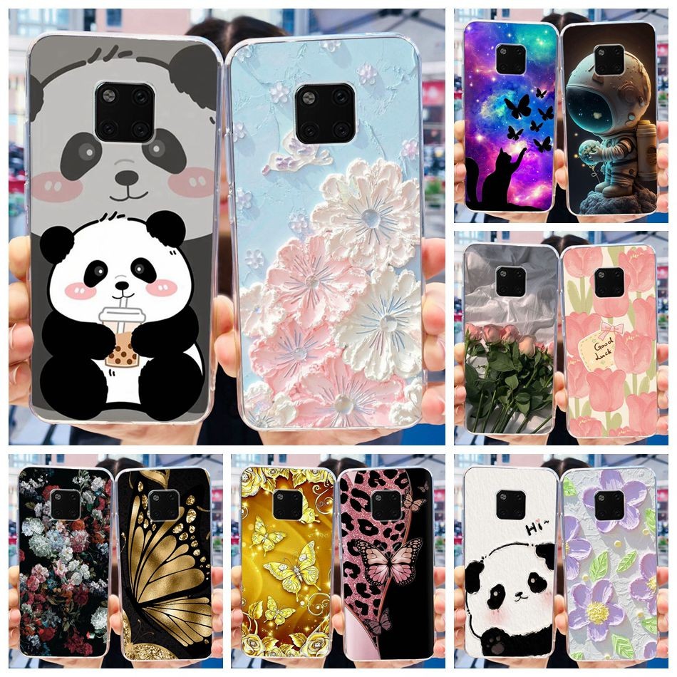 Huawei Mate 20 Pro / Mate 20 Lite / Mate20 Phone Casing Cute Panda Flower Painted Soft Silicone TPU Case