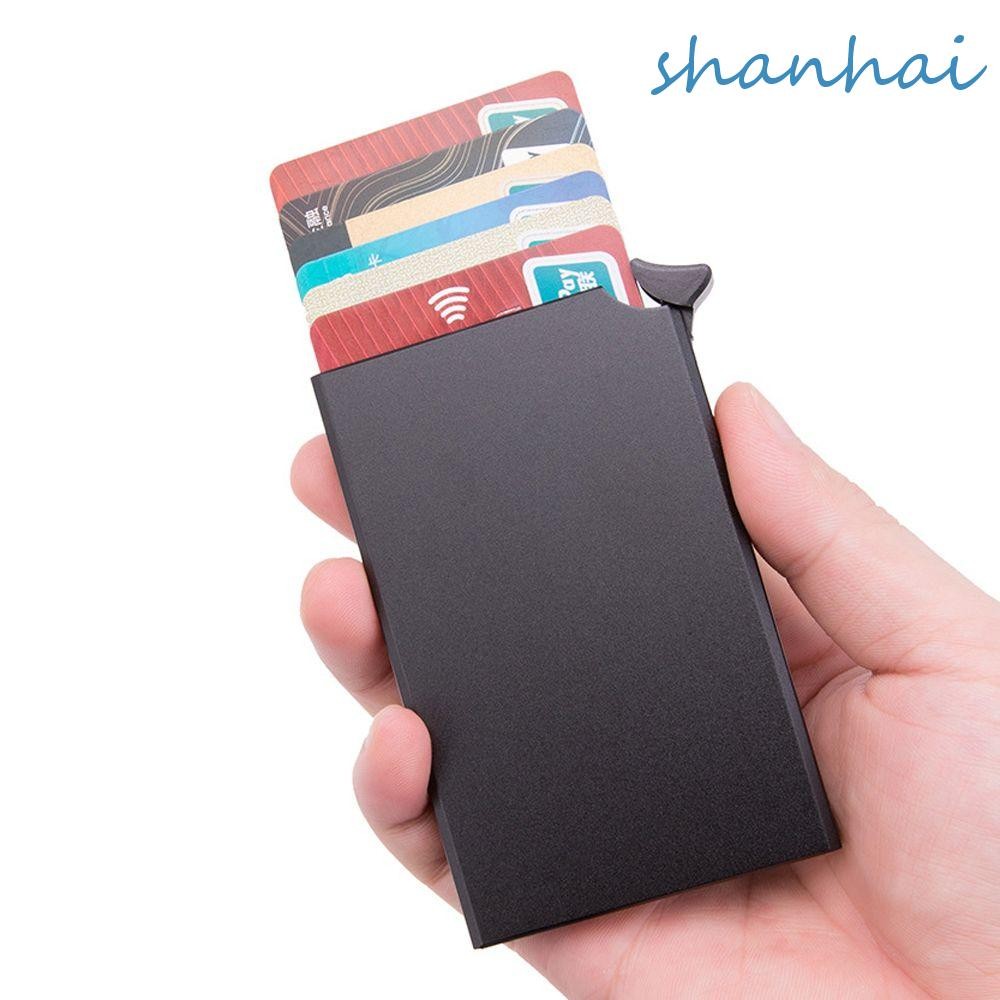 Shanhai ที่ใส่นามบัตร หนังสือเดินทาง บัตรเครดิต สเตนเลส RFID หลายช่อง ID เอกสาร กล่องบัตรเครดิต นามบัตร ออแกไนเซอร์