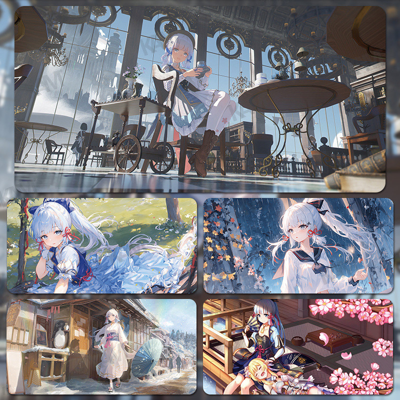 Kam Genshin Impact Kamisato Ayaka แผ่นรองเมาส์ 800mmx300mm โต๊ะ Pad ขนาดใหญ่กันน้ําแผ่นรองเมาส์คอมพิวเตอร์ HD พิมพ์สํานักงานแป้นพิมพ์แผ่นรองเมาส์ตกแต่งห้อง