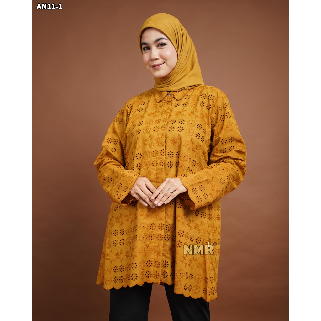 KEMEJA KATUN NMR AN11 เสื้อเชิ้ตผ้าฝ้ายแบบมีรู (คอปกเสื้อ)