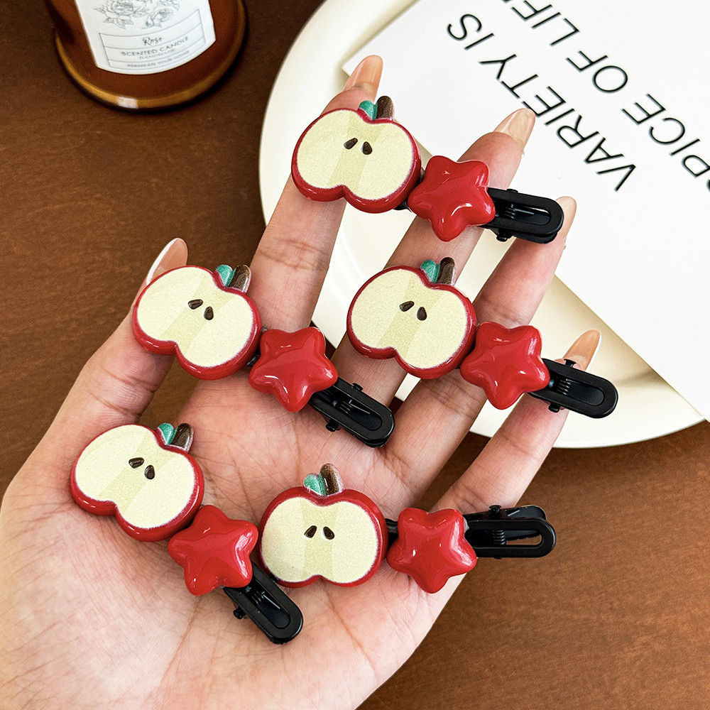 Barrettes Red Apple Barrettes XINGX คลิป DIY อุปกรณ์เสริมผมน่ารัก Bangs Cropped กิ๊บติดผม Barrettes