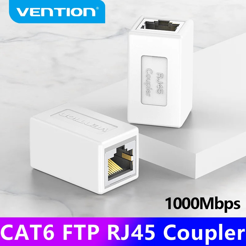Vention RJ45 Connector Network Ethernet Extender Extension for Cat6 Cat5e Ethernet Cord Adapter Gigabit Female to Female Coupler