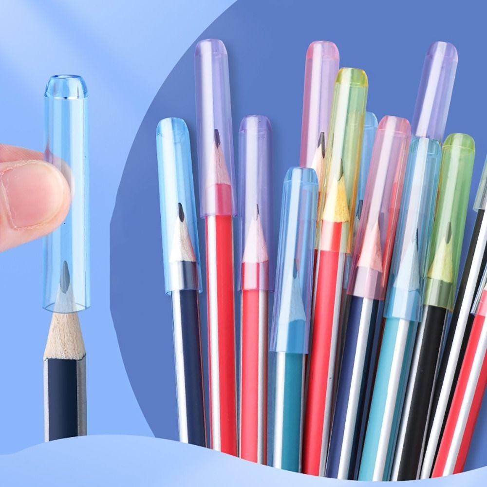 MAINAUSHUI 35 ชิ้น/กล่องดินสอป้องกัน,โปร่งใสพลาสติกดินสอหมวก,น่ารักสีทึบดินสอ Nib ฝาครอบป้องกันนักเรียน - รูปที่ 3