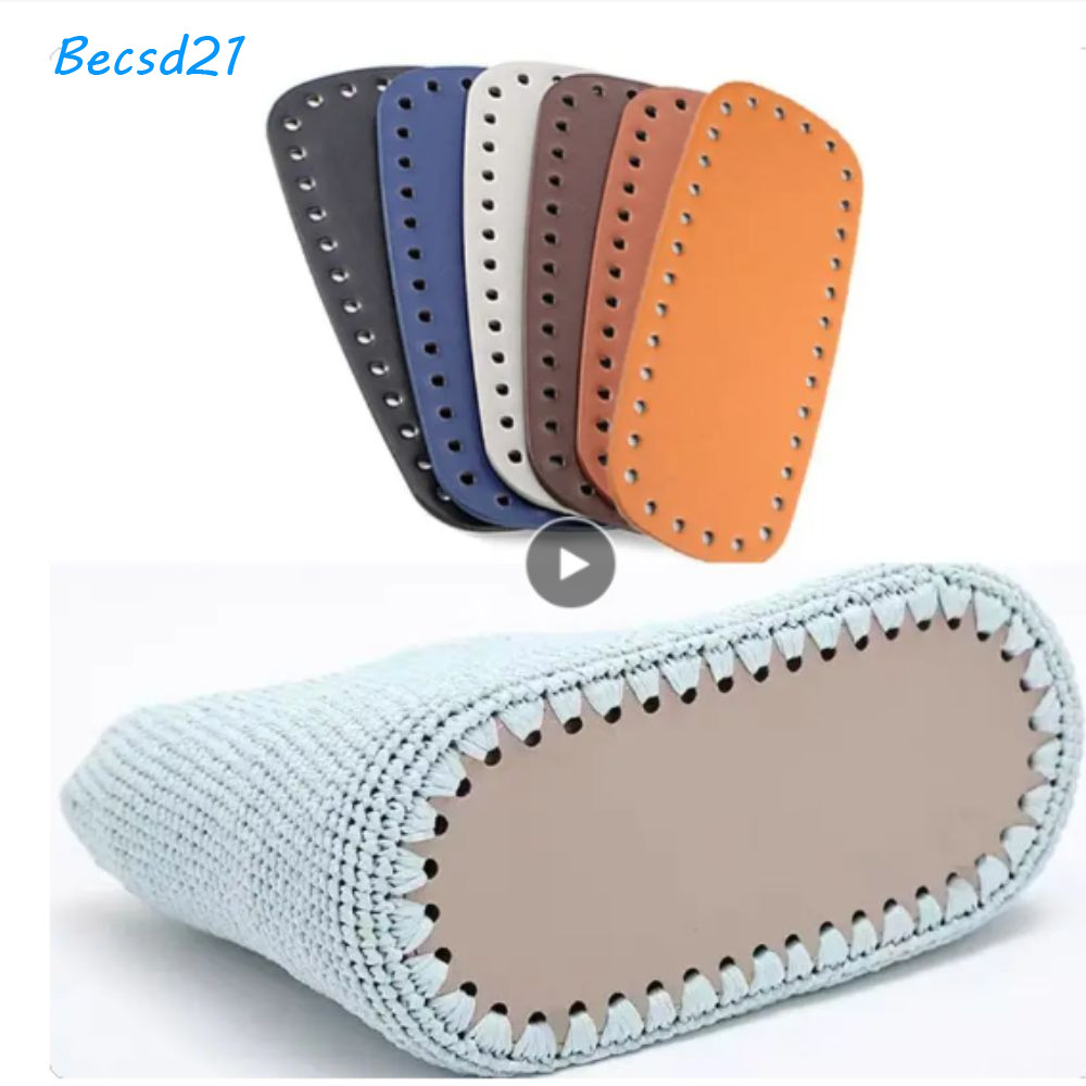 Becsd กระเป๋าถักโครเชต์ด้านล่าง, หนัง PU ทํากระเป๋ายาวกระเป๋าด้านล่าง, DIY รูปไข่มีรูถักกระเป๋าฐานกระเป๋าอุปกรณ์เสริม