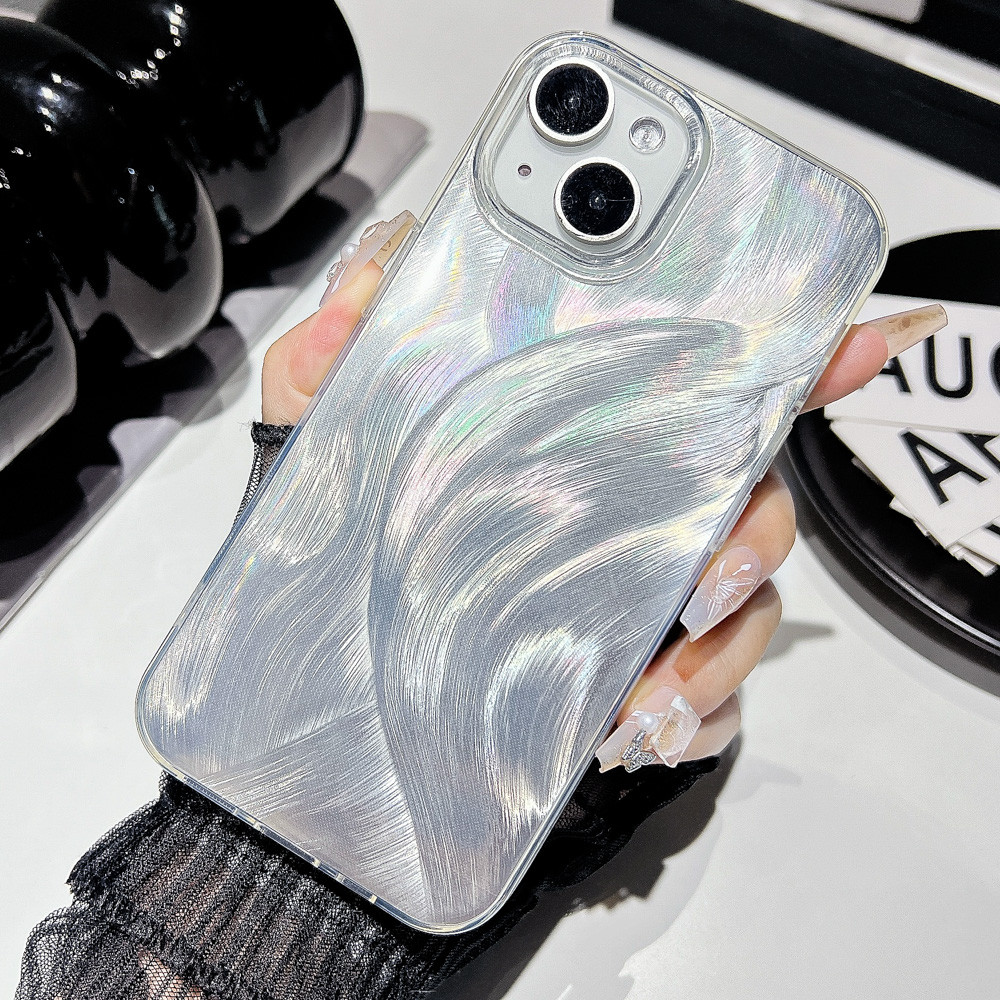 เคสลายหินอ่อนเลเซอร์ริปเปิล for Samsung S24 Ultra S22 S23 FE A34 A55 A53 A35 A05S ฝาหลังพีซีแข็งแบบกลิตเตอร์ป้องกันกล้อง