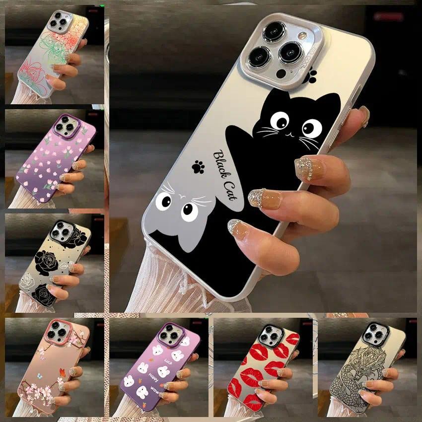 สําหรับVivo Y11 2023 Y11S Y12SกรณีY11 (2019)หรูหราผีเสื้อดอกไม้รูปแบบฝาครอบกันชนแมวน่ารักเคสโทรศัพท์