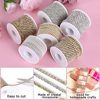 1yard/91 ซม.Rhinestones Chain คริสตัล Glitter เย็บสําหรับชุดอุปกรณ์เสริมตกแต่ง