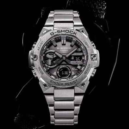 GST-B400 เงินสีดําสแตนเลสนาฬิกาผู้ชายธุรกิจกีฬานาฬิกาธุรกิจนาฬิกากลางแจ้ง Gนาฬิกากลางแจ้ง hV789