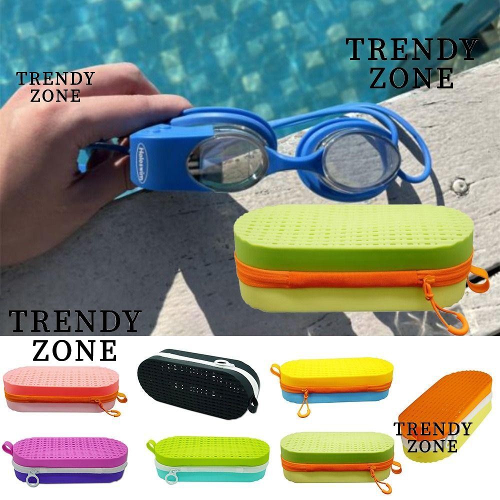 Trendyzone กล่องแว่นตา,ฝาครอบป้องกันแว่นตาว่ายน้ํานุ่มกล่องเก็บ,ที่ใส่แว่นตาอุปกรณ์ว่ายน้ําระบายอากาศซิลิโคนแว่นตากันแดดกระเป๋าผู้ชายผู้หญิง