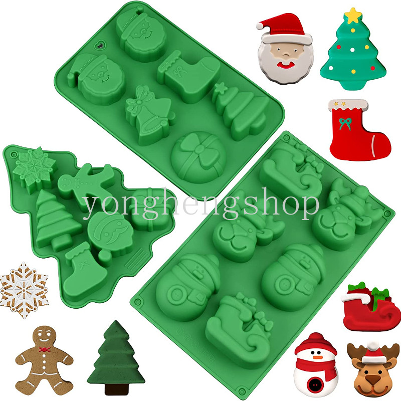 3d Xmas Tree Snowman Snowflake Gingerbread Man รูปแม่พิมพ์เค้กซิลิโคนช็อกโกแลต Candy Pastry บิสกิตสบู่ Mould ครัว DIY เบเกอรี่แม่พิมพ์