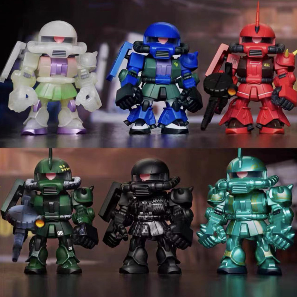 ของแท้กันดั้ม Qmsv Mini Zaku 2.0 Series Blind Box Second Bullet Hand-Made ชุดของเล่นตกแต่ง