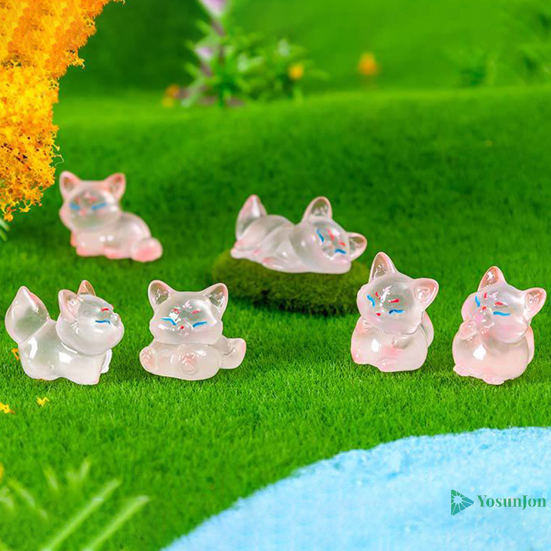 Yosunjon] การ์ตูนน่ารัก Mini Luminous Little Fox Micro เครื่องประดับ Miniature Figurines Creative DIY อุปกรณ์ตกแต่งบ้านของขวัญใหม่