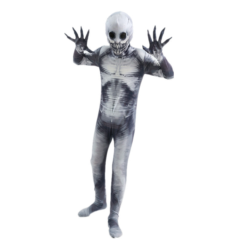 เครื่องแต่งกายผิวผีฮาโลวีน Grim Reaper เครื่องแต่งกายถุงน่องโครงกระดูกที่น่ากลัว