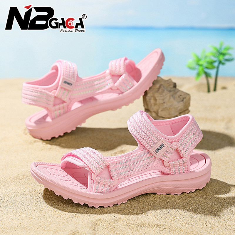 รองเท้าแตะสีชมพูสาวน้อย 5-15 ปีเด็กขนาด 30-38 สไตล์เกาหลีนุ่มน้ําหนักเบาไม่ลื่นรองเท้าแตะเด็กสีม่วง