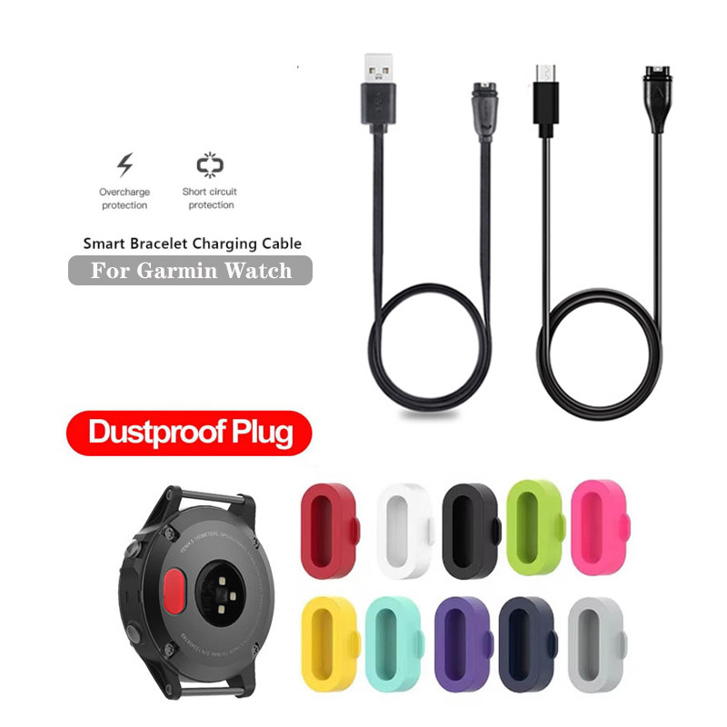 2IN1 สายชาร์จ + ฝาครอบกันฝุ่นสําหรับ Garmin Venu 4 4s 3 3s / SQ 2 / Fenix 5 6 7 5X 6X 7X 5S 6S 7S / 165 245 255 265 / instinct / Vivoactive 5 6 / 935 945 955 965...