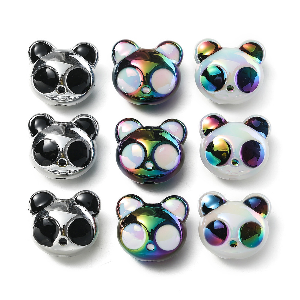 St. kunkka 2 ชิ้นลูกปัดอะคริลิคน่ารัก UV Color-Plated Panda ลูกปัดแฟชั่น Charm สําหรับ DIY สร้อยข้อมือสร้อยคอทํา
