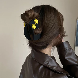 Matte Yellow Star อะคริลิค Hairpin หางม้าคลิปผม Big Grips Hairpin Headwear อุปกรณ์เสริม