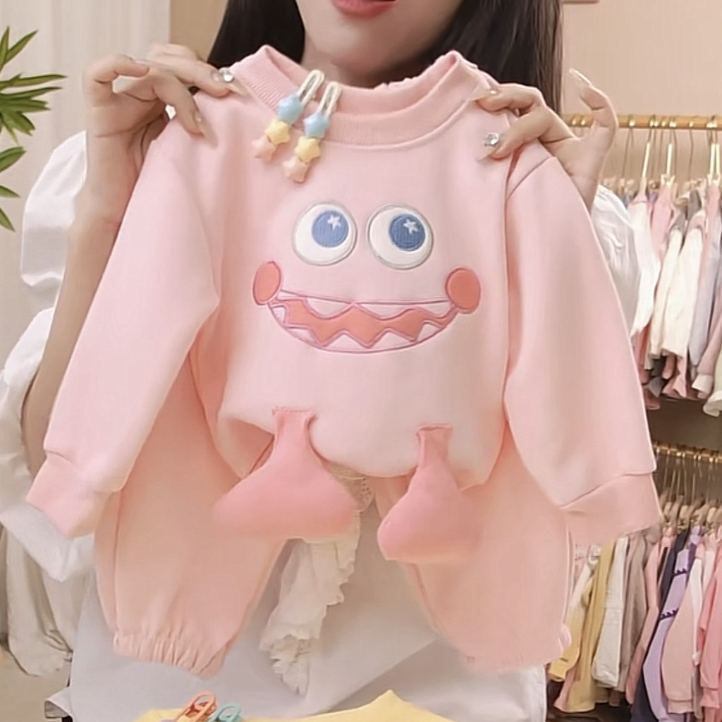 [พร้อมสต็อก] เด็กฤดูใบไม้ร่วงฤดูหนาวเสื้อผ้าเด็กเด็กสาวเสื้อกันหนาวสูทสาวน้อยแฟชั่นเสื้อผ้าสองชิ้นขนาด73-130