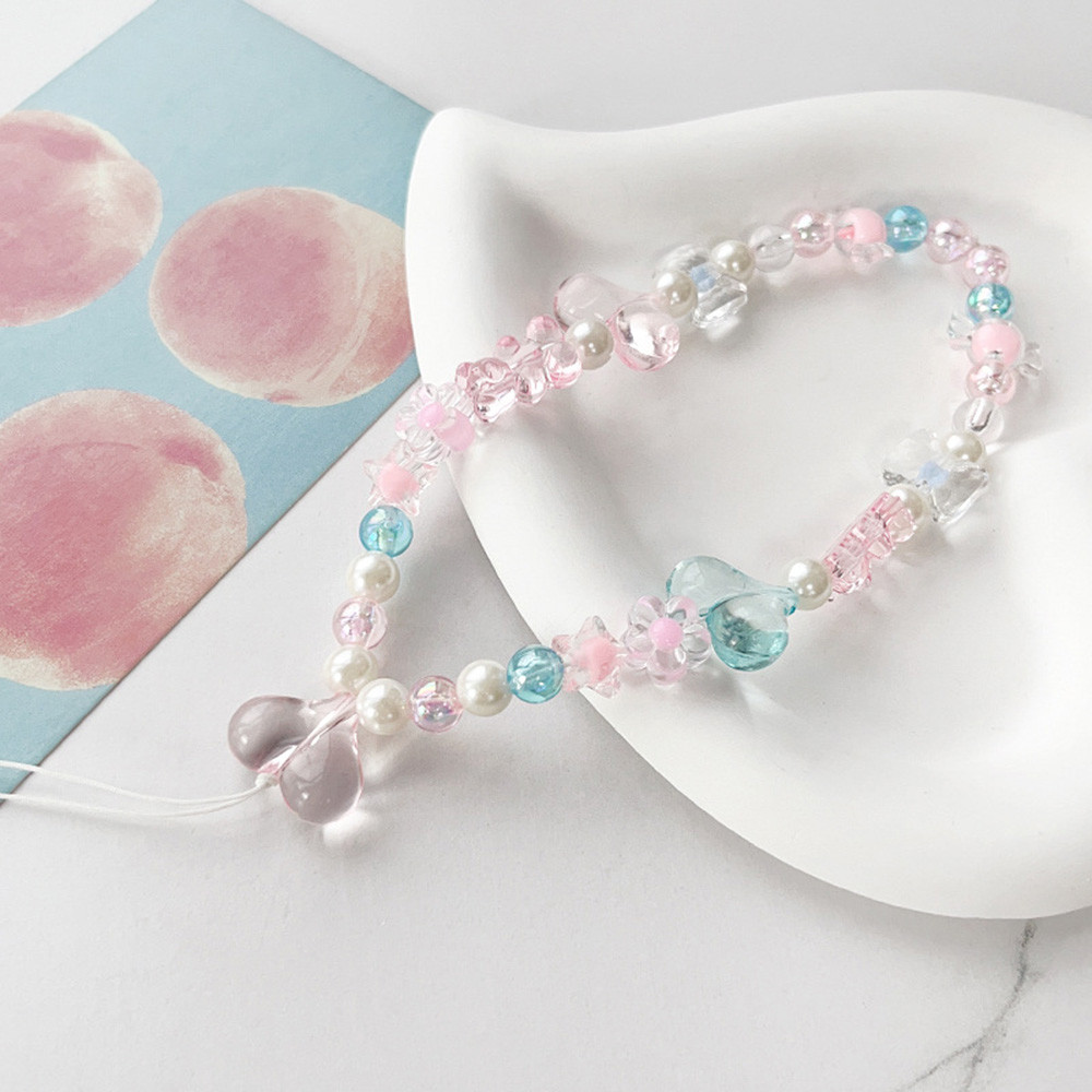 COD สายโซ่คล้องโทรศัพท์มือถือ อะคริลิค ประดับคริสตัล ลายการ์ตูนหมี สตรอเบอร์รี่น่ารัก สีสันสดใส แฟชั่นสําหรับผู้หญิง