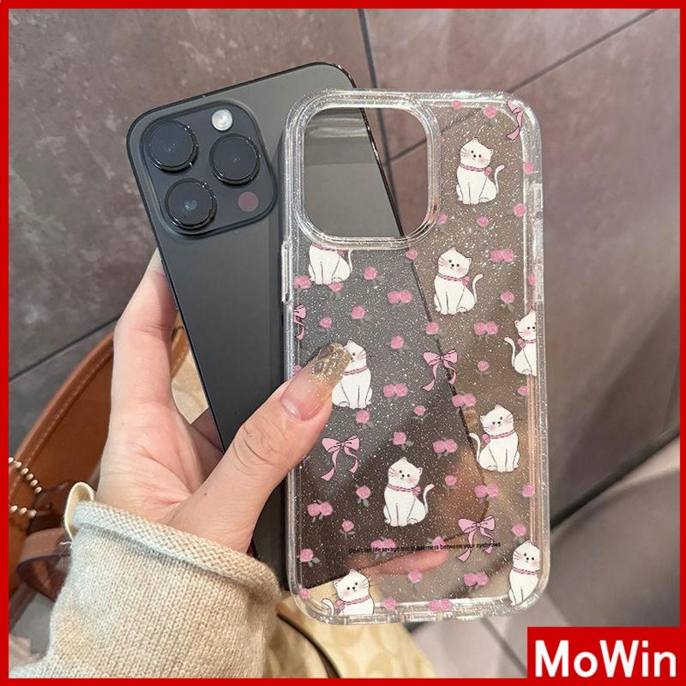 Movin - เคส iPhone 16 Pro Max iPhone 11 เคสใสแบบแวววาว TPU นุ่มสีสันสดใส โบว์และกระต่ายน่ารัก Compatible iPhone15 Pro max 14 13 12 Pro max XS XR 7 Plus 8 Plus