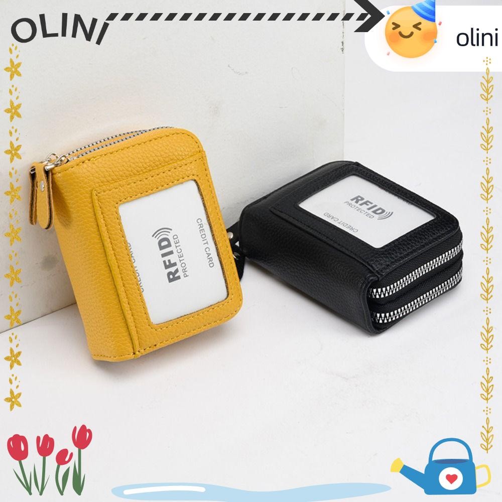 โอลินี ซิปคู่ศูนย์กระเป๋าสตางค์,ผู้หญิงความจุขนาดใหญ่ RFID ปิดกั้นผู้ถือบัตร,แฟชั่นมัลติฟังก์ชั่ป้องกันการโจรกรรมคลิปกระเป๋าสตางค์กระ