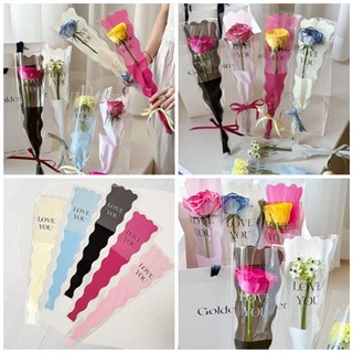 1เซ็ตสร้างสรรค์ลายหยักกระเป๋าเดียวดอกไม้บรรจุภัณฑ์กระเป๋าใสท…