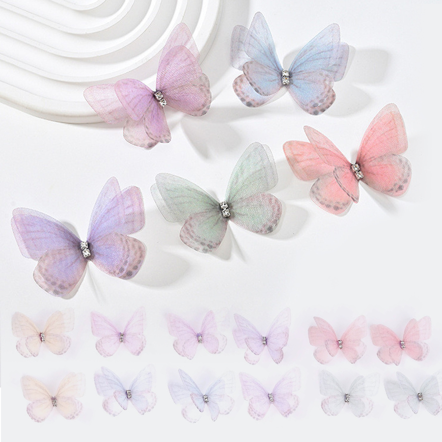 5 ซม.10/20 ชิ้น 3D Double Layer ลูกไม้ผีเสื้อ Applique จําลองตาข่าย DIY ยิงสําหรับเล็บคลิปผมงานแต่งงานตกแต่ง