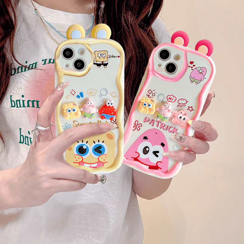 เคส Wavy Edge Cartoon Cute 3D SpongeBob Patrick Star doll For Redmi Note 14 13 Pro+ 12S 12 Pro 4G 11