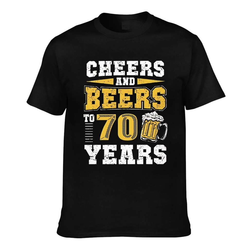 70Th Birthday 1953 Cheers & Beers ถึง 70 ปีเสื้อยืดชายคุณภาพสูง