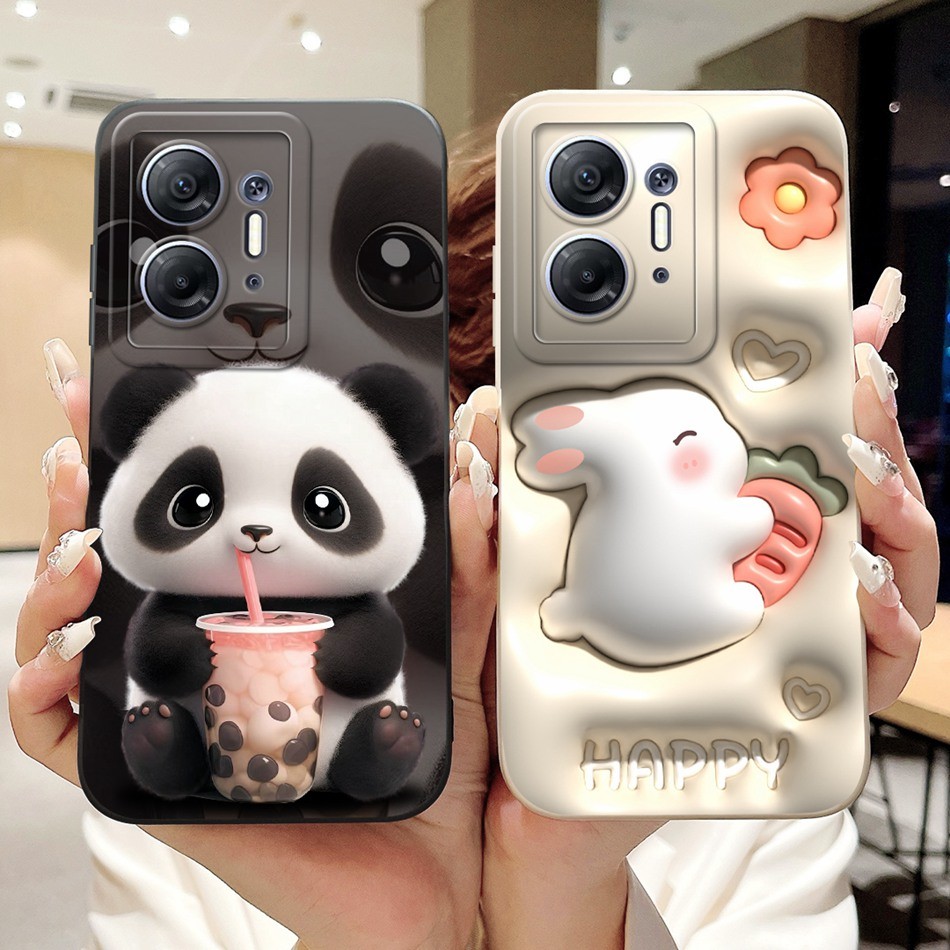 Infinix Hot 30 5G เคสป้องกันเลนส์ Hot30 5G X6832 เคสซิลิโคนอ่อนนุ่มลายการ์ตูนแพนด้าน่ารัก