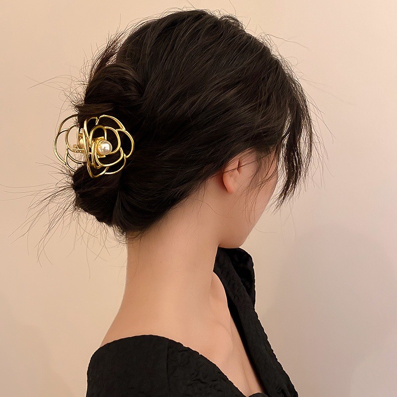 DREJEW เดรช ฝรั่งเศสย้อนยุคมุกดอกเคมีเลียคลิปโลหะหญิงเกาหลีอารมณ์สง่างามด้านหลังหัวกิ๊บกิ๊บกิ๊บฉลามคลิป