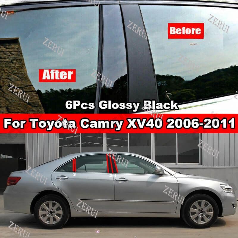 Zr สําหรับ Toyota Camry ACV40 2006-2011 6 ชิ้นเคลือบเงาสีดํารถหน้าต่างประตูคอลัมน์ BC เสาโพสต์ฝาครอบ