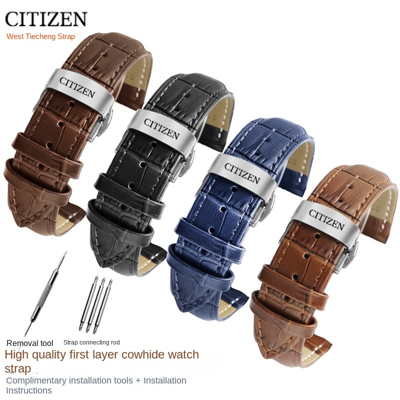 14/16/18/20/21/22/23/24 มม.คุณภาพสูงชั้นแรกสายคล้องคอสําหรับ CITIZEN Eco-Drive BM8475 Series สายนาฬิกาหนัง Blue Angel Sky Eagle สร้อยข้อมือนาฬิกาหนังวินเทจ