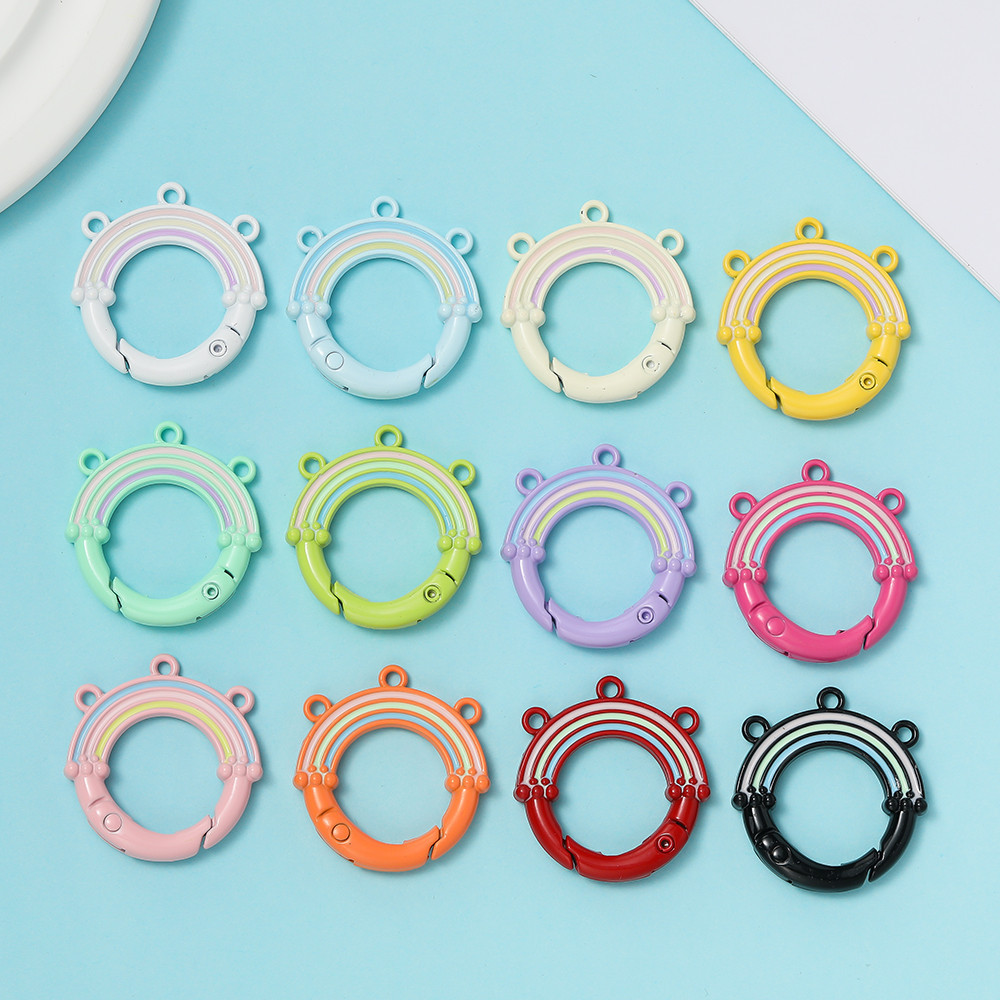 St. kunkka 1 ชิ้น Rainbow Alloy ฤดูใบไม้ผลิหัวเข็มขัดสีสีสันรอบพวงกุญแจสําหรับ DIY พวงกุญแจของขวัญทํา