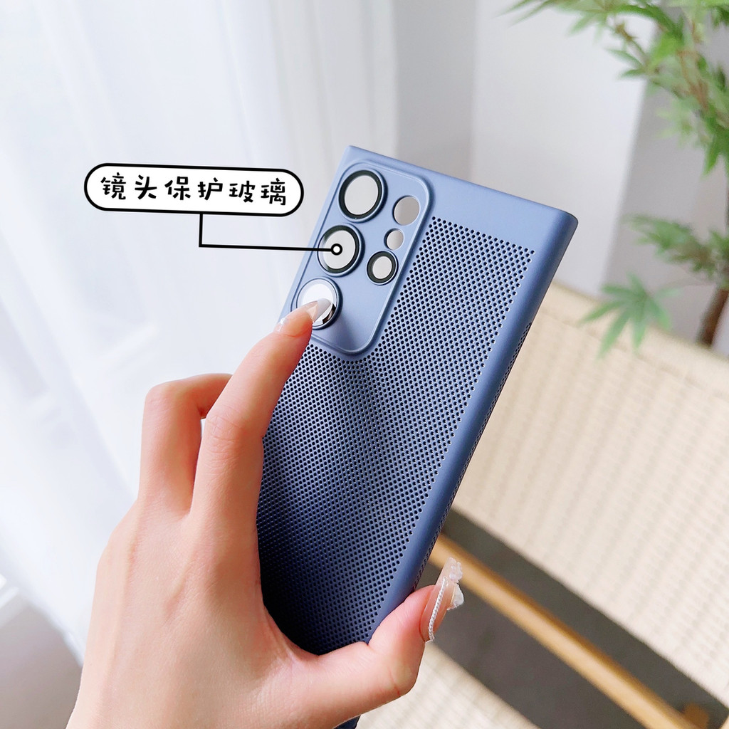 SAMSUNG ระบายความร้อนกระจายความร้อนเคสโทรศัพท์พร้อมเลนส์กระจกป้องกันสําหรับ ซัมซุง ส24 ส23 22 21 พิเศษฮาร์ดพีซีปกบางธรรมดาฝาครอบโทรศัพท์ - รูปที่ 2
