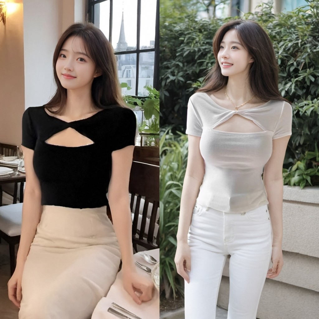 เสื้อยืดแขนสั้นลายระบายดีไซน์เก๋สำหรับผู้หญิง สวมใส่สบายและเหมาะกับการออกไปทำกิจกรรมในวันสบายๆ