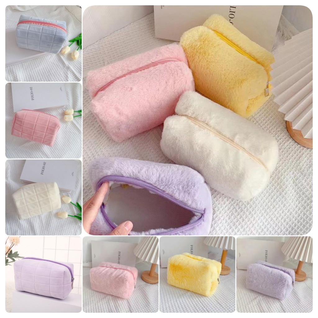 Louislifegreat Plush กระเป๋าแต่งหน้าสําหรับผู้หญิง Soft Travel กระเป๋าเครื่องสําอางกรณี Young Lady Girls Make Up Case Necessaries กระเป๋าคลัทช์ใหม่