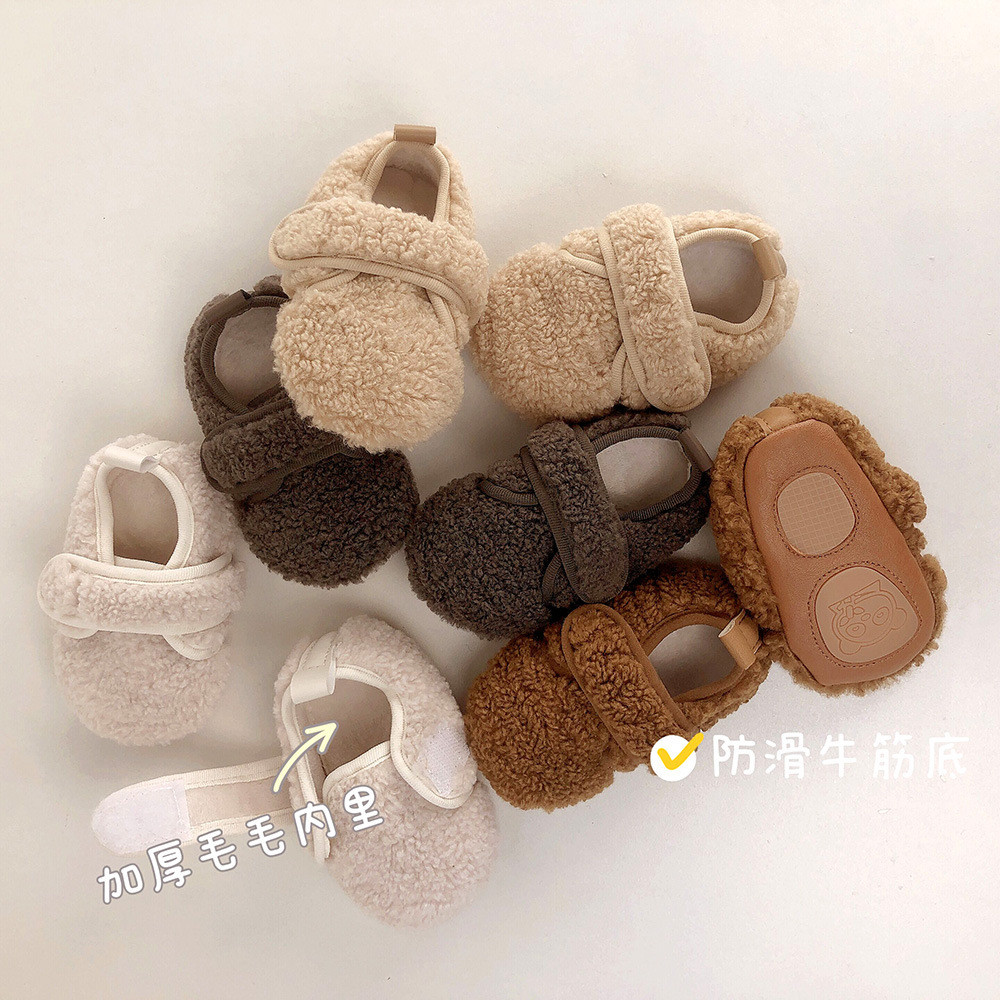 ทารกแรกเกิดหญิง Warm Plush รองเท้าเด็กวัยหัดเดินหญิง Soft Sole Anti-slip รองเท้าเด็ก