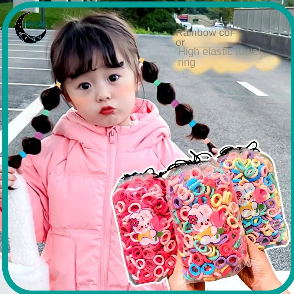 Appear 100 ชิ้นชุดคาดศีรษะเด็ก,สีน้ําตาลสีดํา Finger Hair Tie ที่คาดผมยืดหยุ่นสูง,แฟชั่นน่ารัก MIni เกาหลีไม่มี Harm เชือกผมสีลูกกวาดเด็ก Headwear