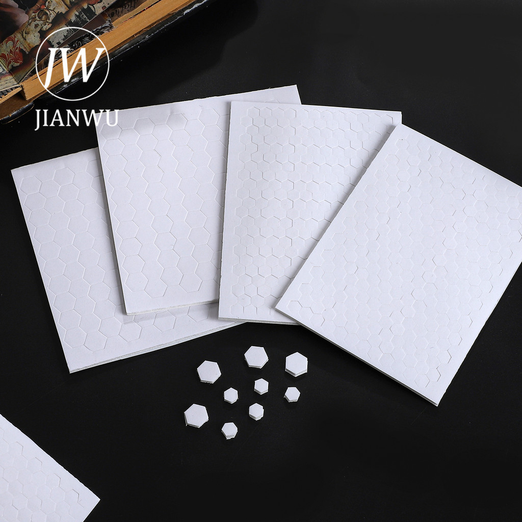 Jianwu 5 ชิ้น/เซ็ตหกเหลี่ยม EVA โฟมเทปสองด้าน Journal วัสดุ Collage สติกเกอร์ Creative DIY อุปกรณ์นักเรียนเครื่องเขียน