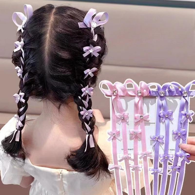 ใหม่ลูกอมสีโบว์ยาวริบบิ้นถักกิ๊บสาวหวานน่ารัก พลอยเทียม โบว์ด้านบนคลิป ใบเรียกเก็บเงินเป็ด คลิปอุปกรณ์ผมเด็ก