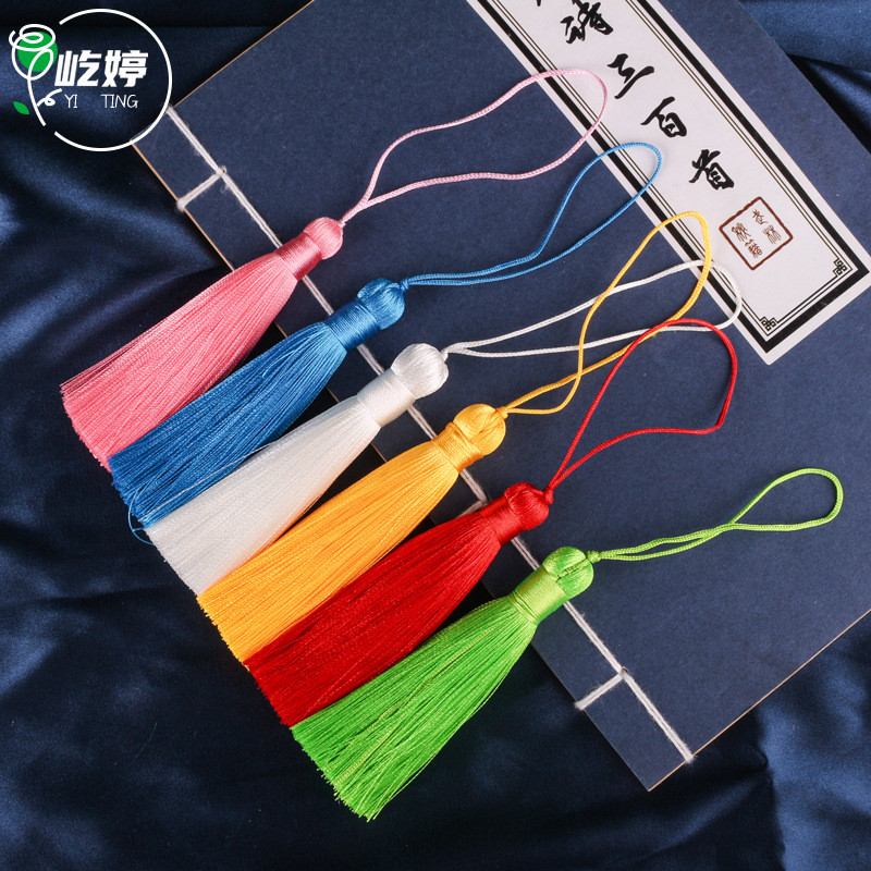 8cm สั้นอ้วนพู่ DIY เครื่องประดับแฮนด์เมดโบว์จีนพู่กระเป๋าดอกไม้ลูกบอลแขวนหูเครื่องประดับเสื้อผ้าเครื่องประดับ