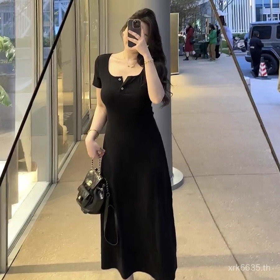 ใหม่ Mu ชุดเดรสถักเอวขนาดใหญ่ฤดูใบไม้ผลิและฤดูร้อนสไตล์ฝรั่งเศสกระโปรงยาวระดับไฮเอนด์ดูผอมทรงหลวมและบริสุทธิ์