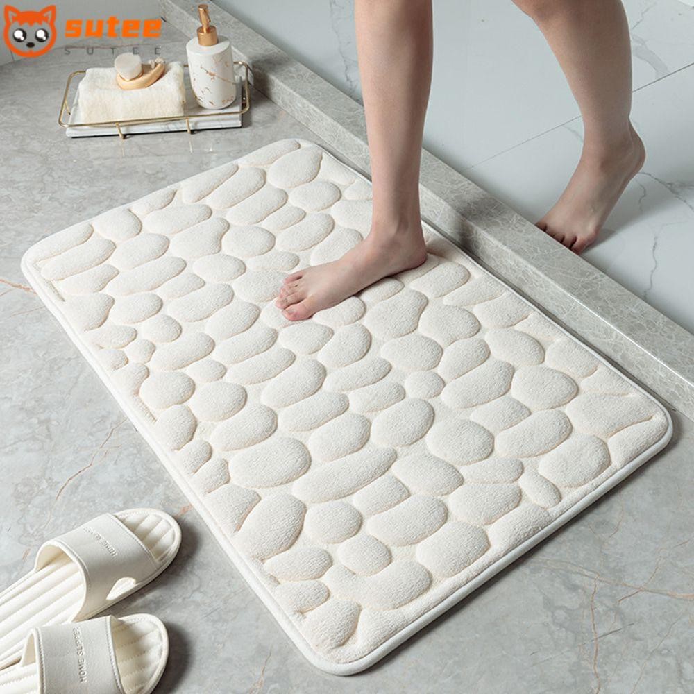 Sutee พรมเช็ดเท้าห้องน้ําล้างทําความสะอาดได้ลื่นในครัวเรือน Cobblestone นูน