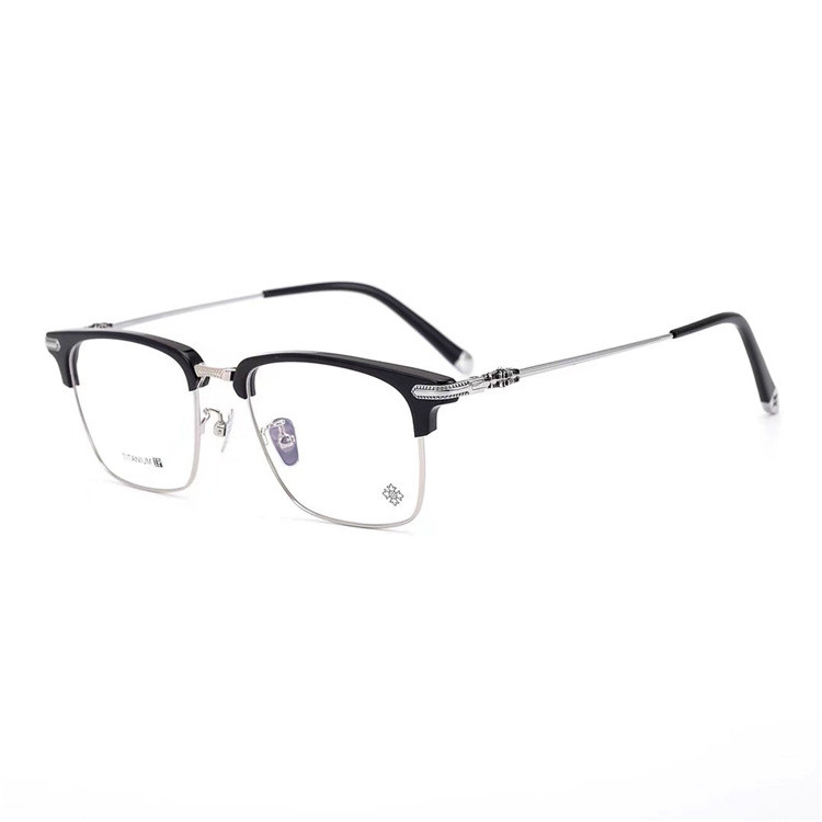 Chrome Hearts กรอบไทเทเนียมแฟชั่นผู้ชายธุรกิจครึ่งกรอบเบาพิเศษไทเทเนียมบริสุทธิ์แว่นตาผู้หญิงศิลปะแว่นสายตาสั้นแฟชั่นกรอบไทเทเนียม