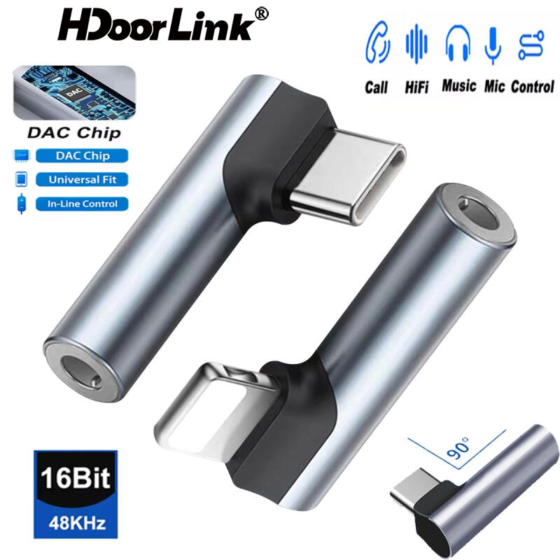 Hdoorlink USB C/IOS ถึง 3.5 มม.อะแดปเตอร์เสียงประเภท C ถึงหูฟัง Aux Jack Dongle HiFi DAC สาย USB Type C IOS ถึง 3.5 มม.หญิงสําหรับ Samsung Aple