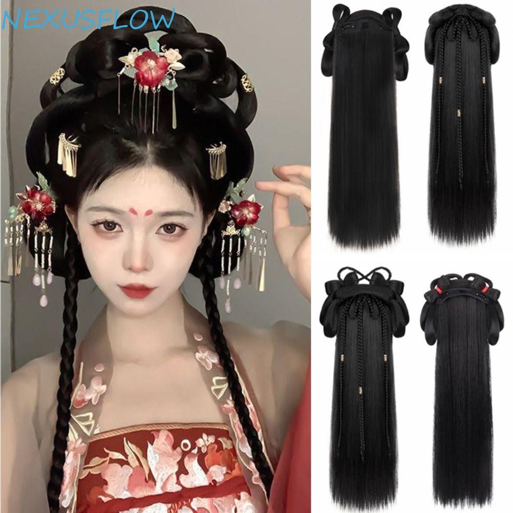 Nexusflow Hanfu วิกผมที่คาดผม,การถ่ายภาพยาวจีนโบราณวิกผม,โบราณ Vintage Headwear ที่มองไม่เห็นสังเคราะห์ Hanfu คอสเพลย์แฮร์พีชผู้หญิง