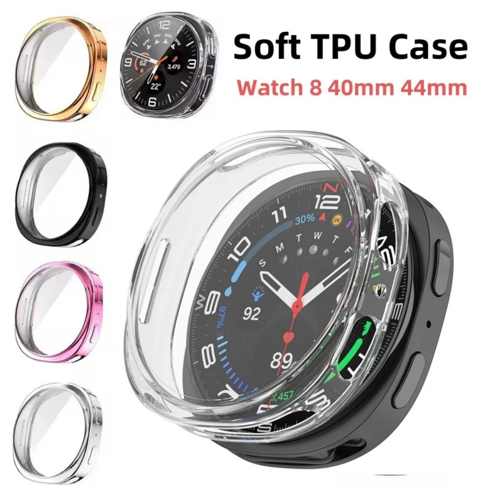 SAMSUNG เคสTPUแบบนุ่มสําหรับSamsung Galaxy Watch 8 40 มม.44 มม.กรอบกันชนป้องกันหน้าจอแก้วฝาครอบป้องกันเต็มรูปแบบ