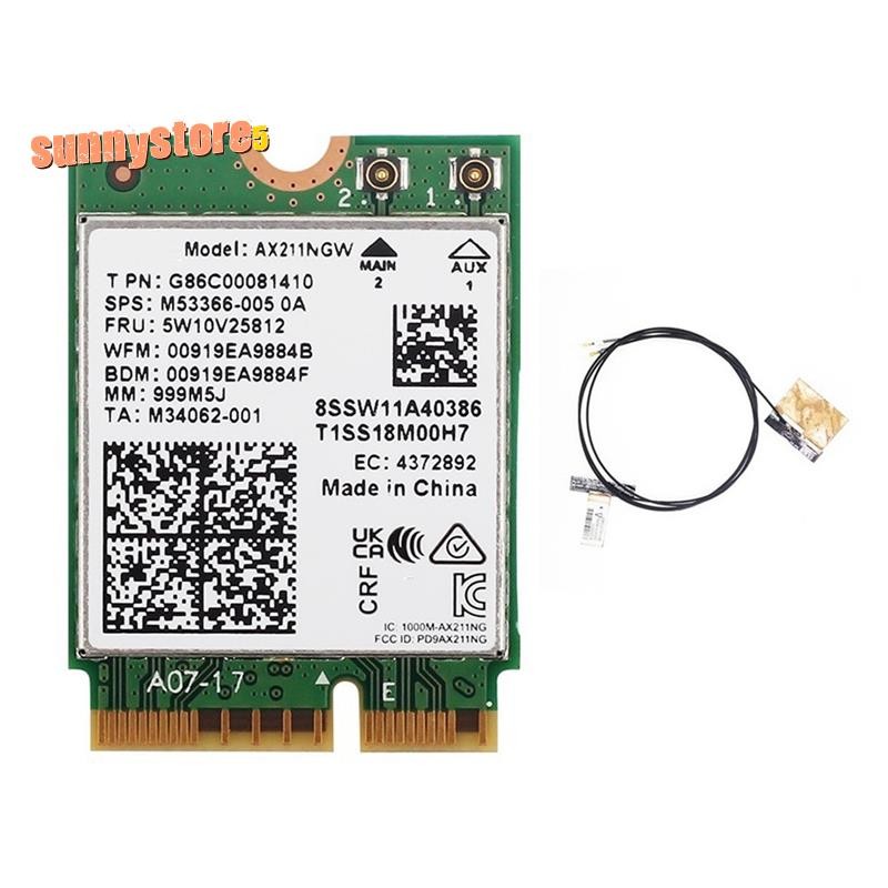 WiFi 6E AX211NGW Tri Band 2.4G/5G/6Ghz เครือข่ายไร้สาย Wifi การ์ดสําหรับบลูทูธ 5.2 AX211 M.2 CNVio W